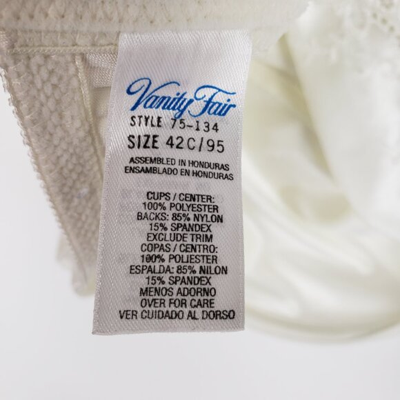 Vanity Fair Satin Solutions Bra Underwire Vtg Ivory Style 75-134 Size 42C - Picture 5 of 6